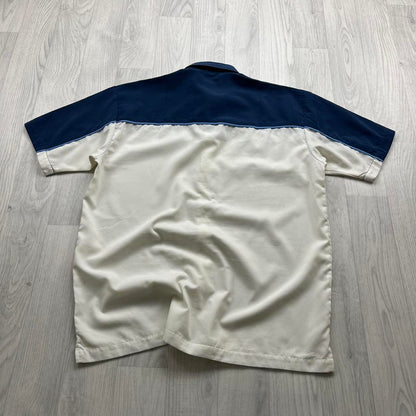 VINTAGE Y2K PETROLEUM SHORT SLEEVE SHIRT NAVY / WHITE