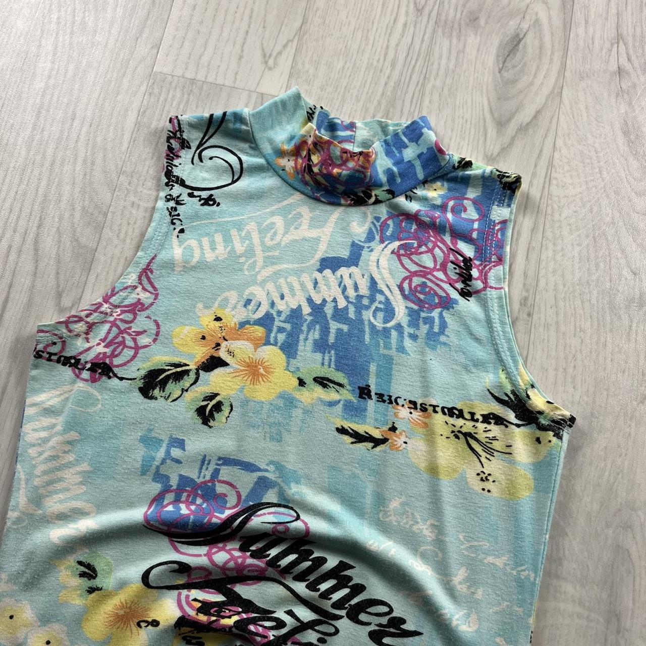VINTAGE Y2K GRAPHIC VEST TOP BLUE