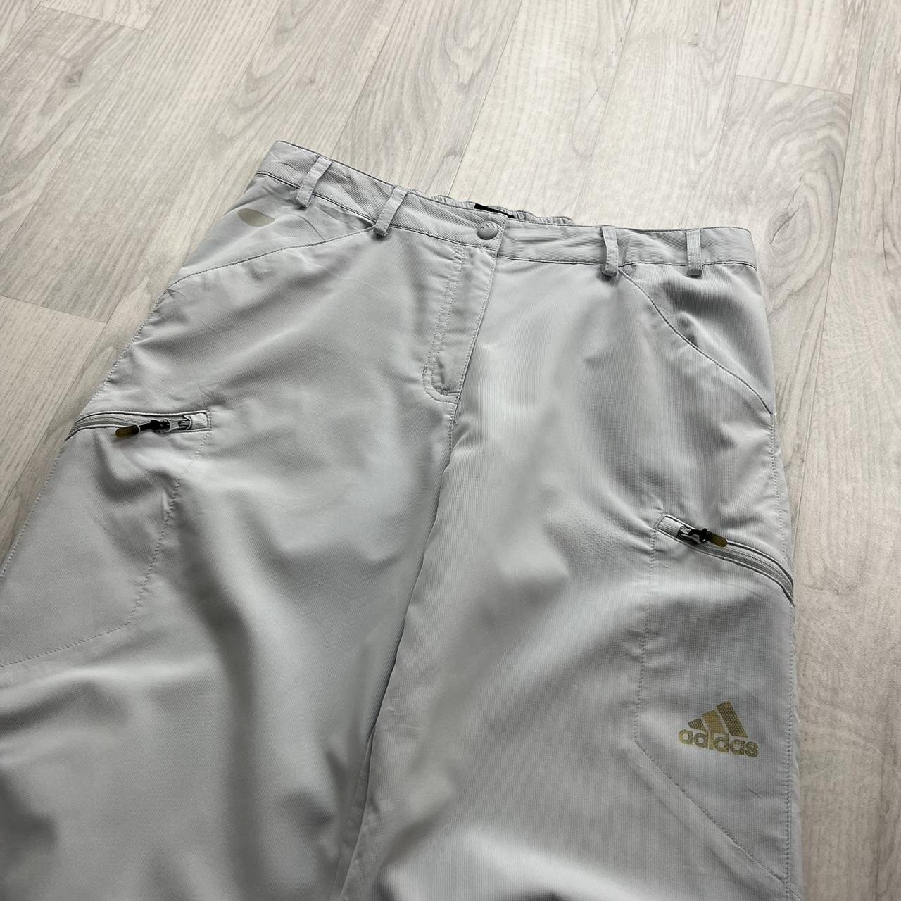 VINTAGE Y2K ADIDAS BAGGY TRACKSUIT BOTTOMS CREAM/GREY