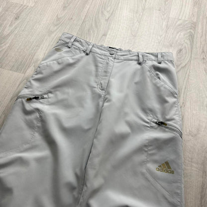 VINTAGE Y2K ADIDAS BAGGY TRACKSUIT BOTTOMS CREAM/GREY