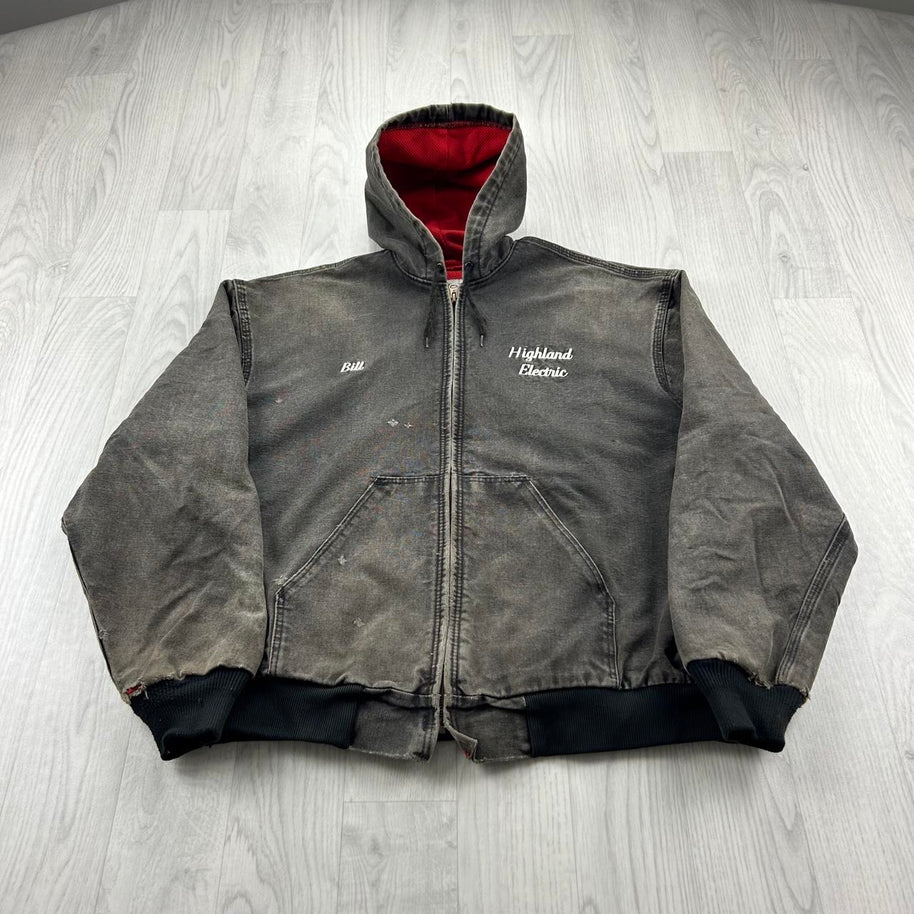 VINTAGE 90s WEAR GUARD WORKWEAR BOMBER JACKET GREY / BROWN