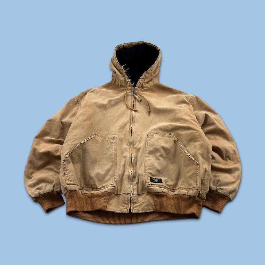 VINTAGE Y2K WALLS HOODED ACTIVE WORKWEAR BOMBER JACKET TAN