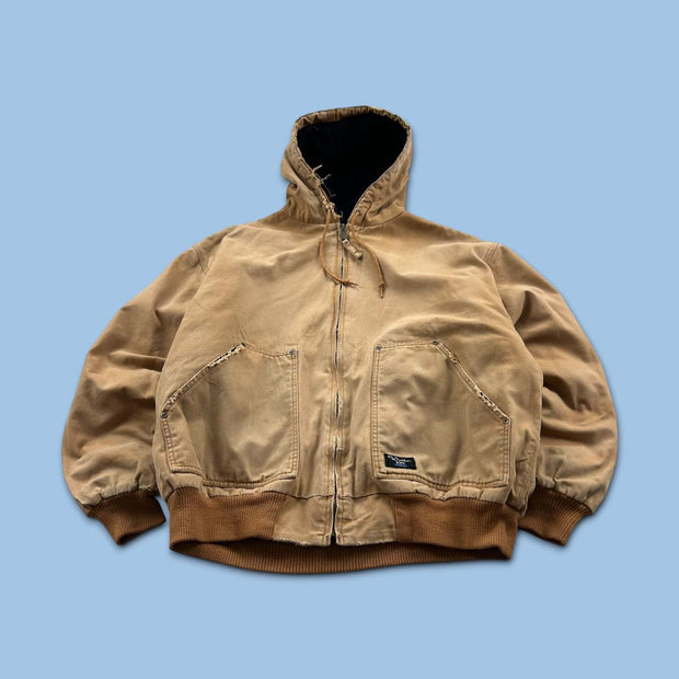VINTAGE Y2K WALLS HOODED ACTIVE WORKWEAR BOMBER JACKET TAN