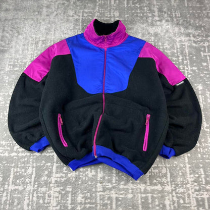 VINTAGE 90s MAMMUT PANELLED ZIP UP FLEECE BLACK PINK