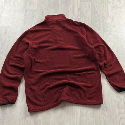 VINTAGE Y2K TIMBERLAND QUARTER ZIP WAFFLE KNIT SWEATSHIRT BURGUNDY