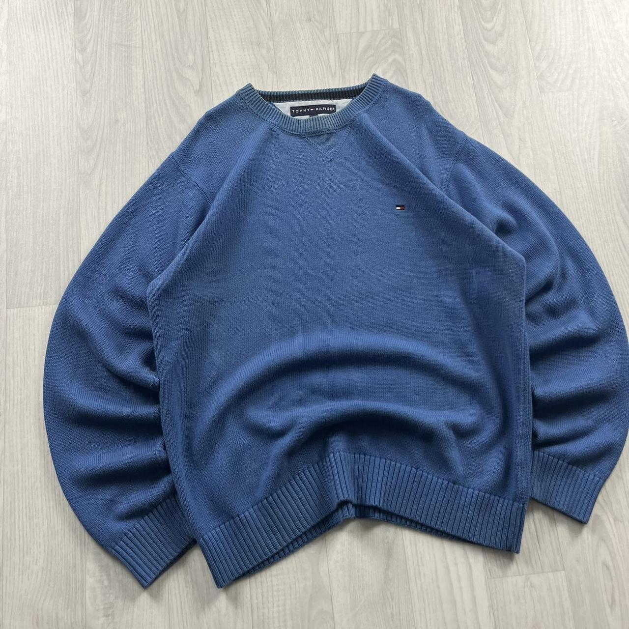 VINTAGE Y2K TOMMY HILFIGER CHUNKY KNITTED JUMPER BLUE