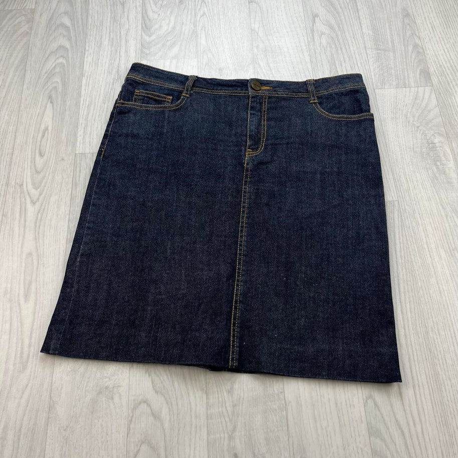 VINTAGE Y2K DENIM MIDI SKIRT NAVY BLUE