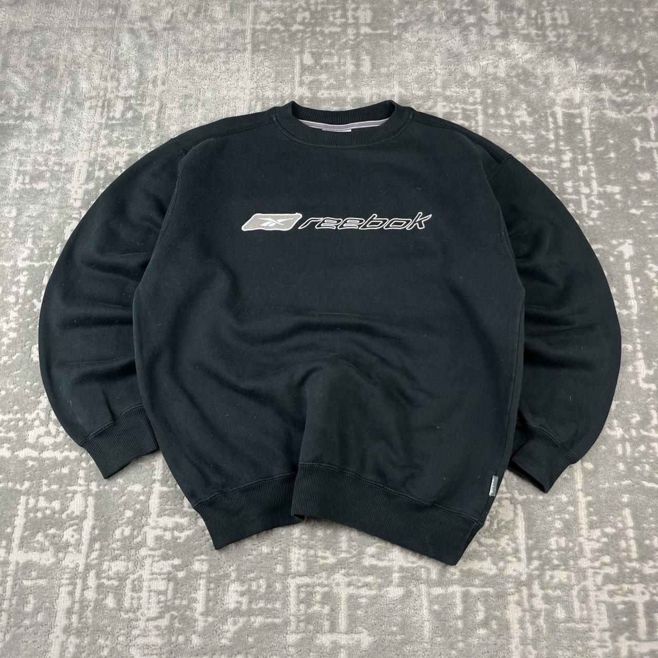 VINTAGE Y2K REEBOK SPELL OUT BOXY SWEATSHIRT BLACK