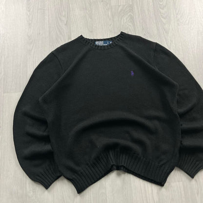 VINTAGE Y2K POLO RALPH LAUREN CHUNKY KNITTED JUMPER BLACK