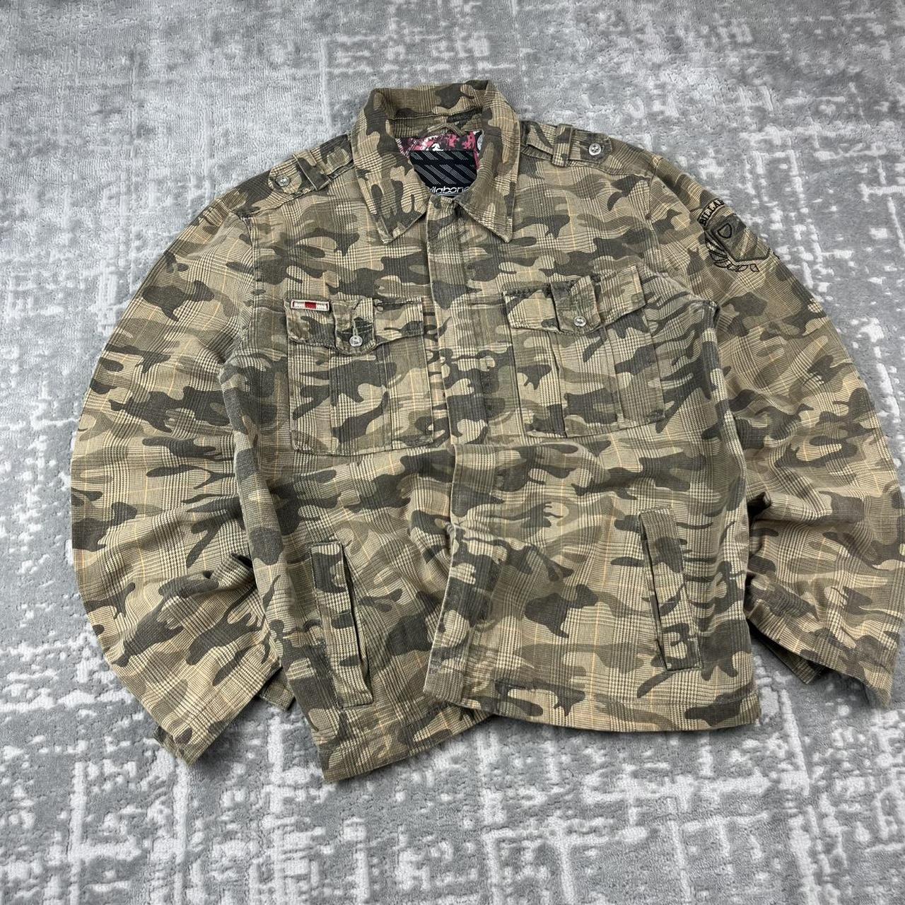 VINTAGE Y2K BILLABONG UTILITY CAMO PLAID JACKET KHAKI