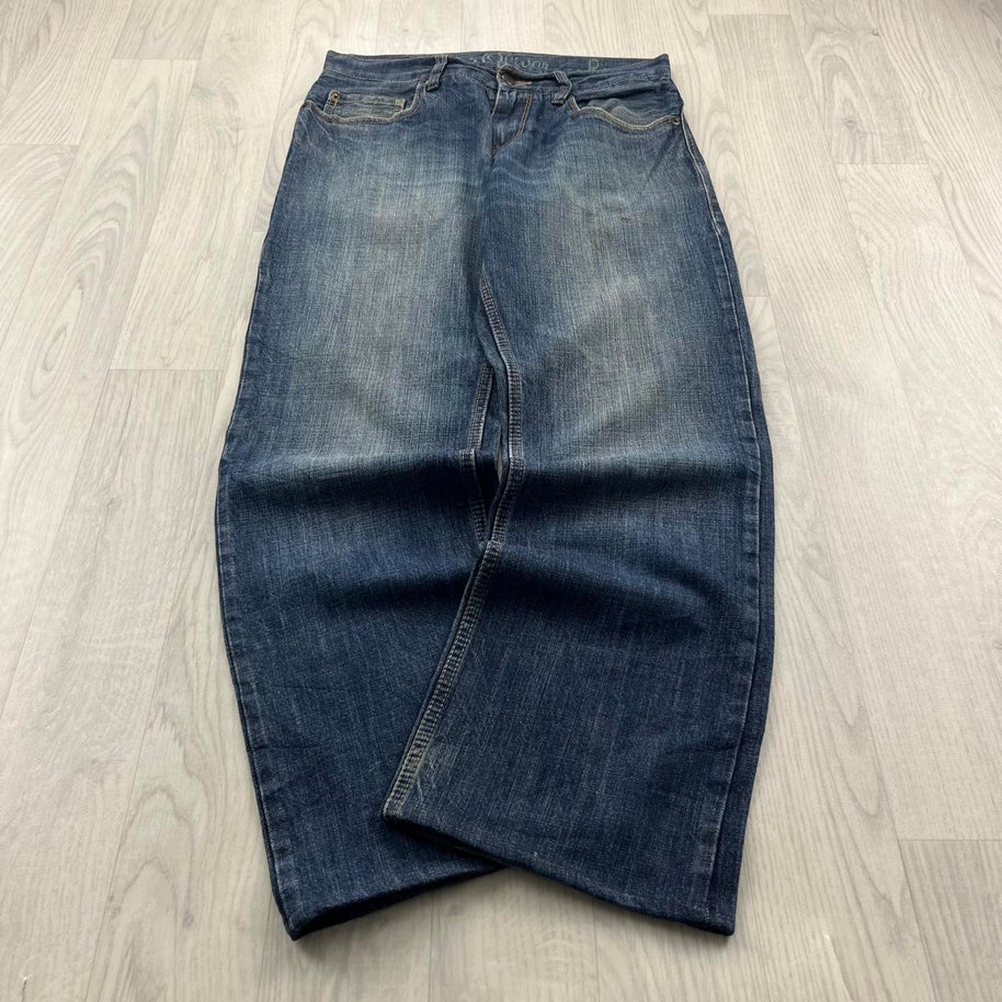 VINTAGE Y2K S OLIVER EMBROIDERED BAGGY BOOTCUT JEANS BLUE