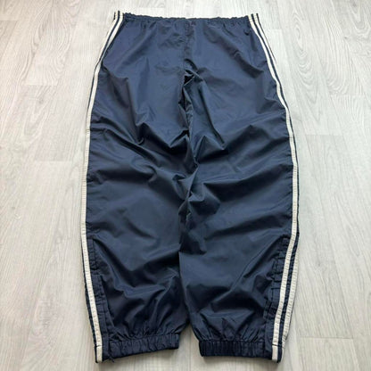 VINTAGE 90s ADIDAS BAGGY SHELL TRACKSUIT BOTTOMS NAVY