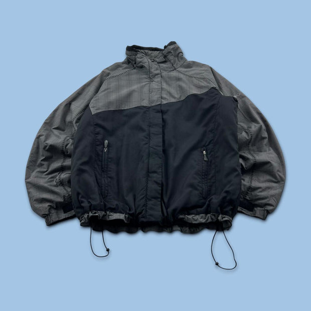 VINTAGE Y2K COLUMBIA PLAID TECHNICAL UTILITY JACKET BLACK / GREY