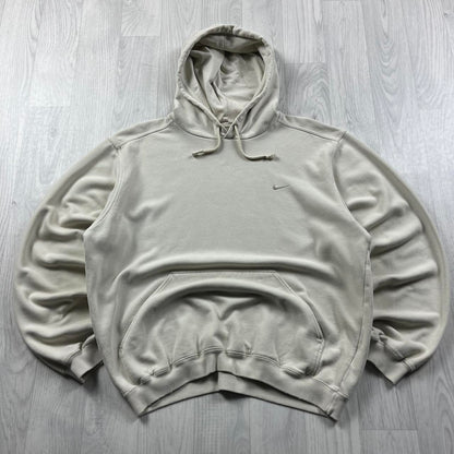 VINTAGE Y2K NIKE SMALL LOGO BOXY HOODIE CREAM