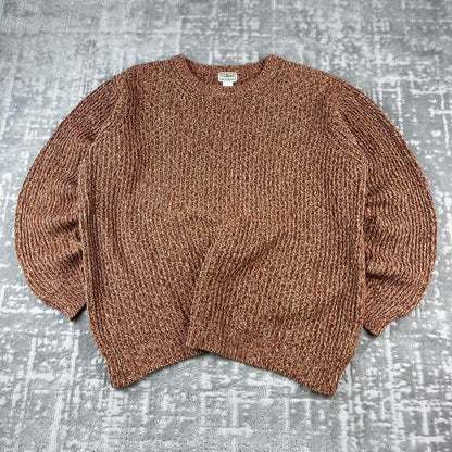 VINTAGE Y2K L L BEAN CHUNKY RIBBED ESSENTIAL KNITTED JUMPER BURNT ORANGE