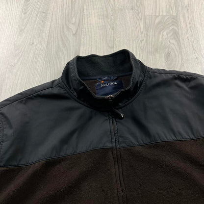 VINTAGE Y2K NAUTICA ZIP UP TECHNICAL FLEECE BROWN BLACK