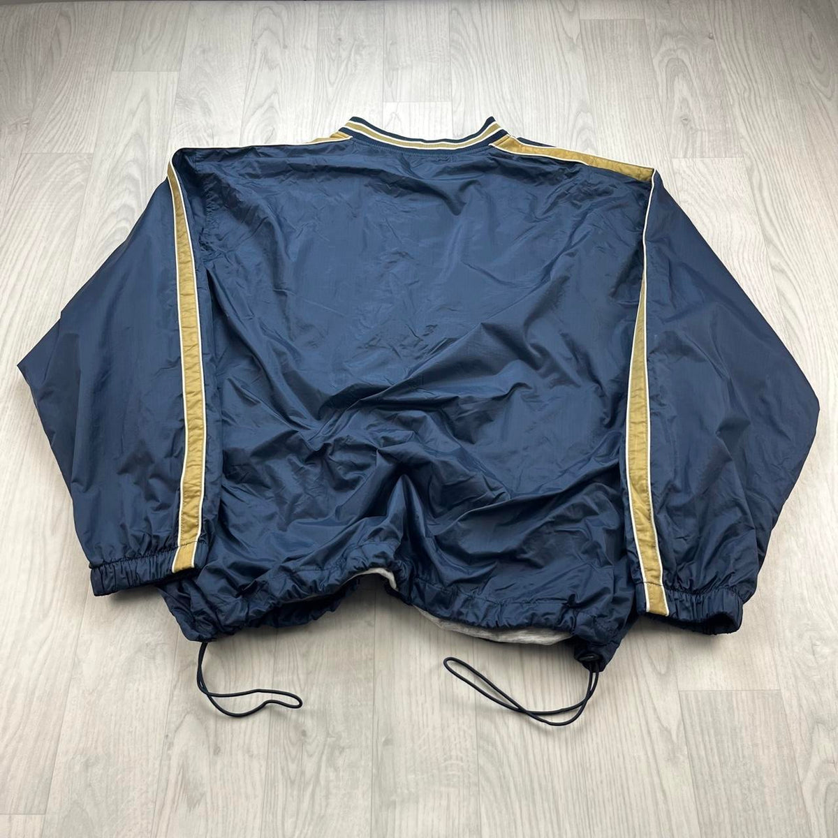 VINTAGE Y2K RUSSELL ATHLETIC NOTRE DAME PULLOVER SHELL JACKET NAVY