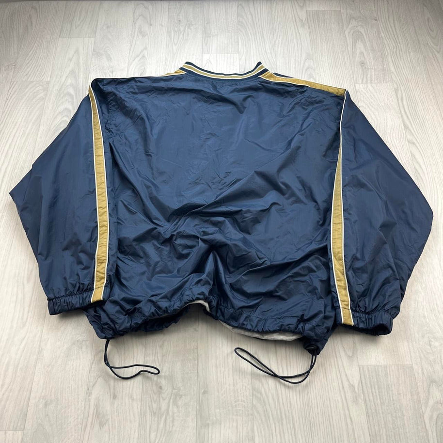 VINTAGE Y2K RUSSELL ATHLETIC NOTRE DAME PULLOVER SHELL JACKET NAVY