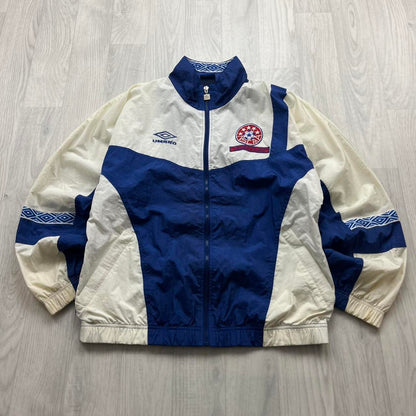 VINTAGE 90s UMBRO WINDBREAKER TRACK JACKET WHITE BLUE