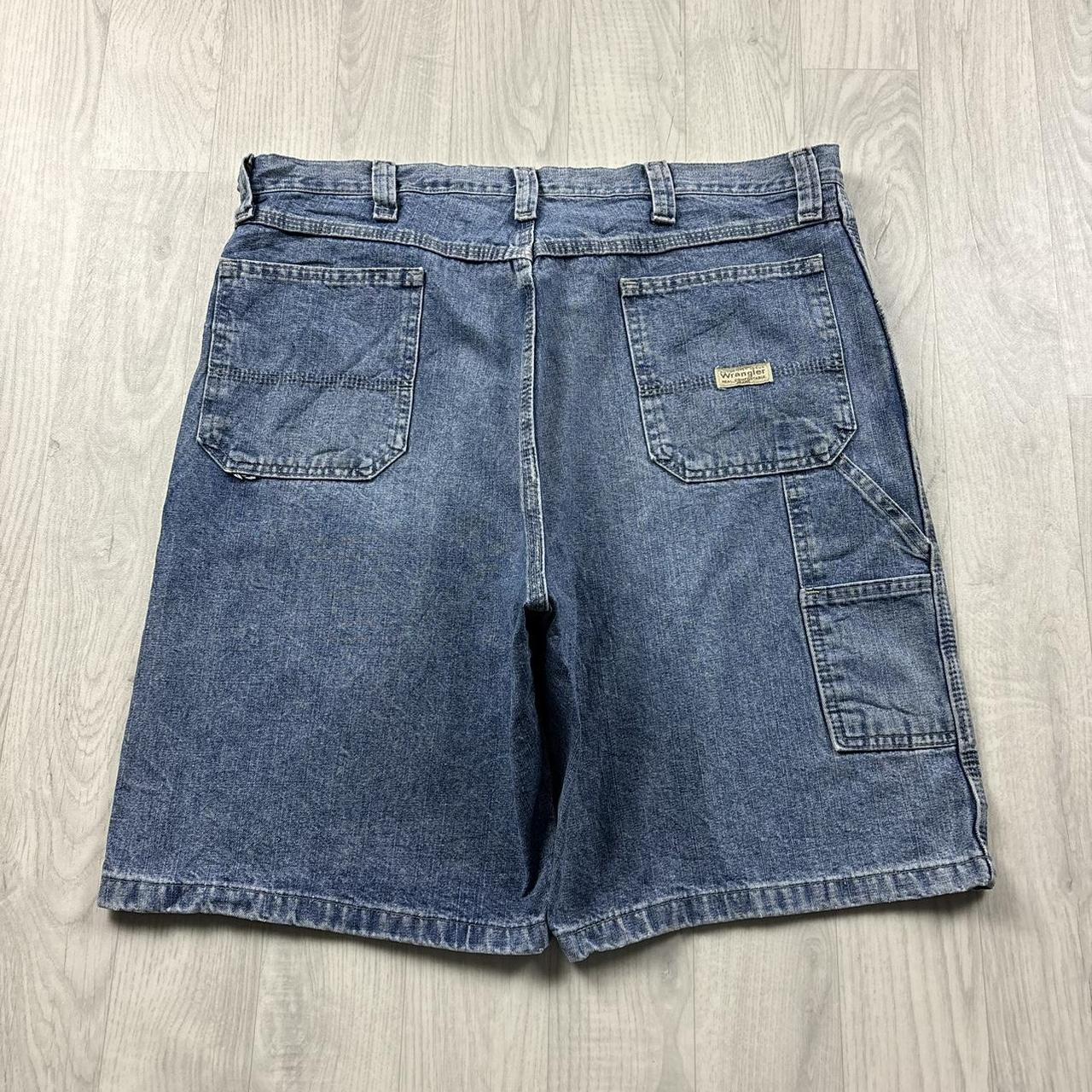 VINTAGE 00s WRANGLER BAGGY LOOSE CARPENTER JORTS BLUE