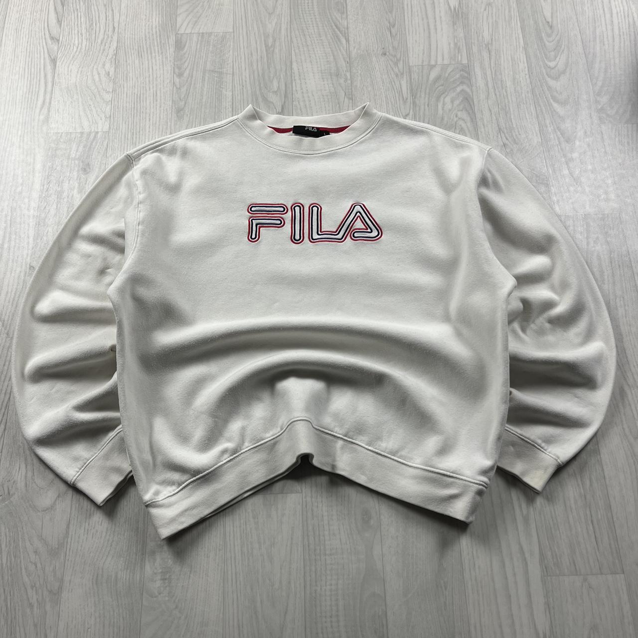 VINTAGE Y2K FILA SPELL OUT SWEATSHIRT WHITE
