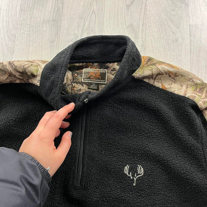 VINTAGE REALTREE ZIP UP FLEECE CAMO BLACK GREEN
