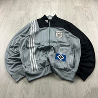VINTAGE Y2K ADIDAS HAMBURG ZIP UP TRACK JACKET GREY / BLACK