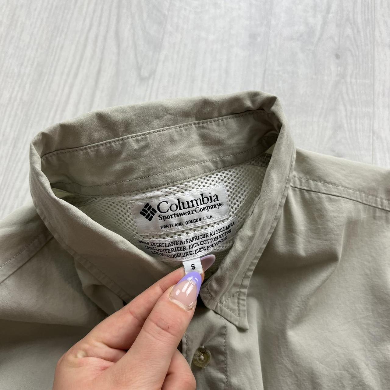 VINTAGE Y2K COLUMBIA UTILITY LONG SLEEVE BUTTON UP SHIRT BEIGE