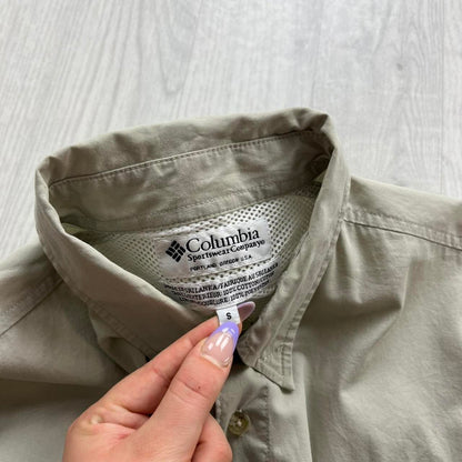 VINTAGE Y2K COLUMBIA UTILITY LONG SLEEVE BUTTON UP SHIRT BEIGE