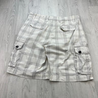 VINTAGE Y2K CHEROKEE BAGGY CHECKERED PLAID CARGO SHORTS WHITE
