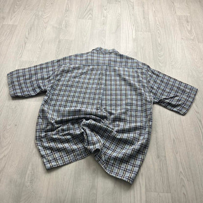 VINTAGE 90s QUIKSILVER PLAID SHORT SLEEVE SHIRT BLUE