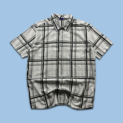 VINTAGE BILLABONG CHECKERED SHORT SLEEVE SURF SHIRT WHITE