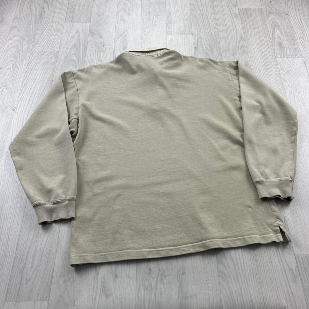 VINTAGE 90s ADIDAS LONG SLEEVE RUGBY POLO SHIRT CREAM