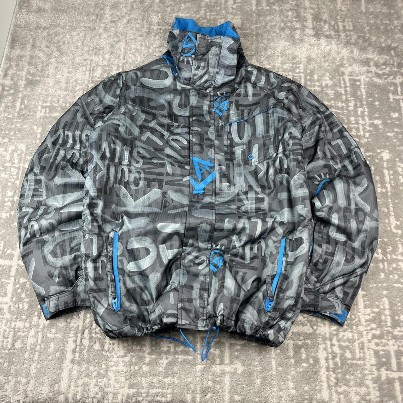 VINTAGE Y2K QUIKSILVER GRAPHIC SKI JACKET GREY