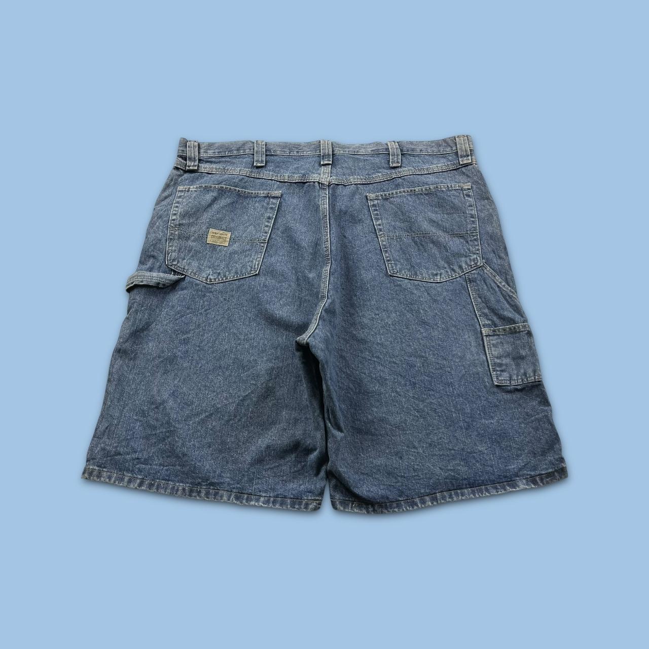 VINTAGE 00s WRANGLER BAGGY LOOSE CARPENTER JORTS BLUE