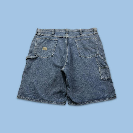 VINTAGE 00s WRANGLER BAGGY LOOSE CARPENTER JORTS BLUE