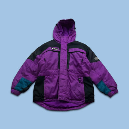 VINTAGE 00s COLUMBIA TECHNICAL SKI HOODED JACKET PURPLE BLACK