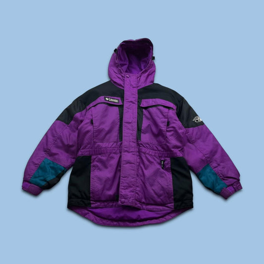VINTAGE 00s COLUMBIA TECHNICAL SKI HOODED JACKET PURPLE BLACK