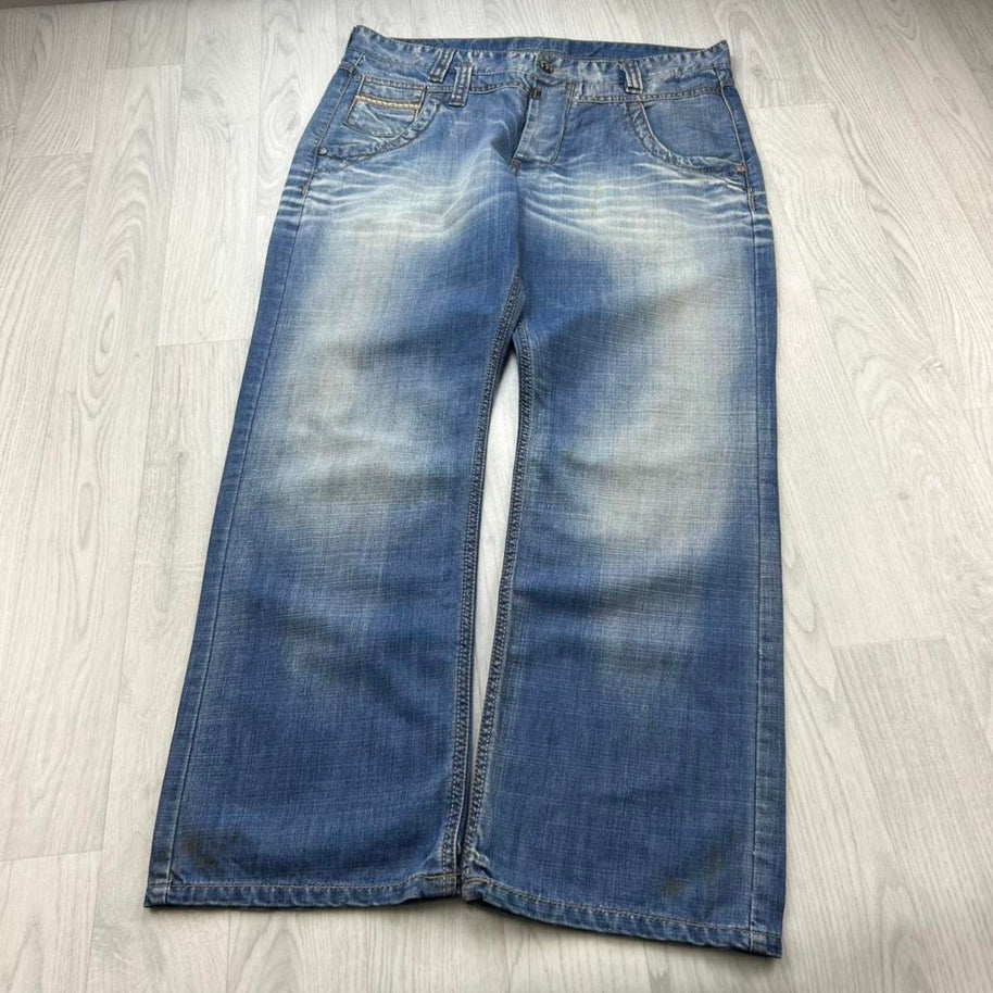 VINTAGE Y2K TIMEZONE STRAIGHT LEG BAGGY JEANS BLUE