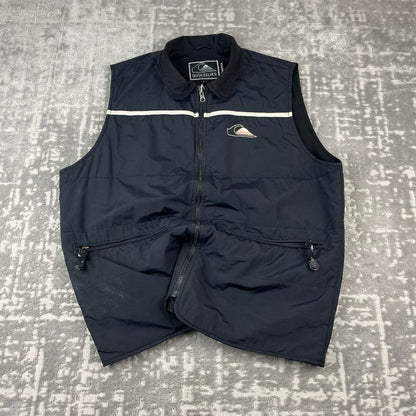 VINTAGE Y2K QUIKSILVER SURF GILET JACKET BLACK