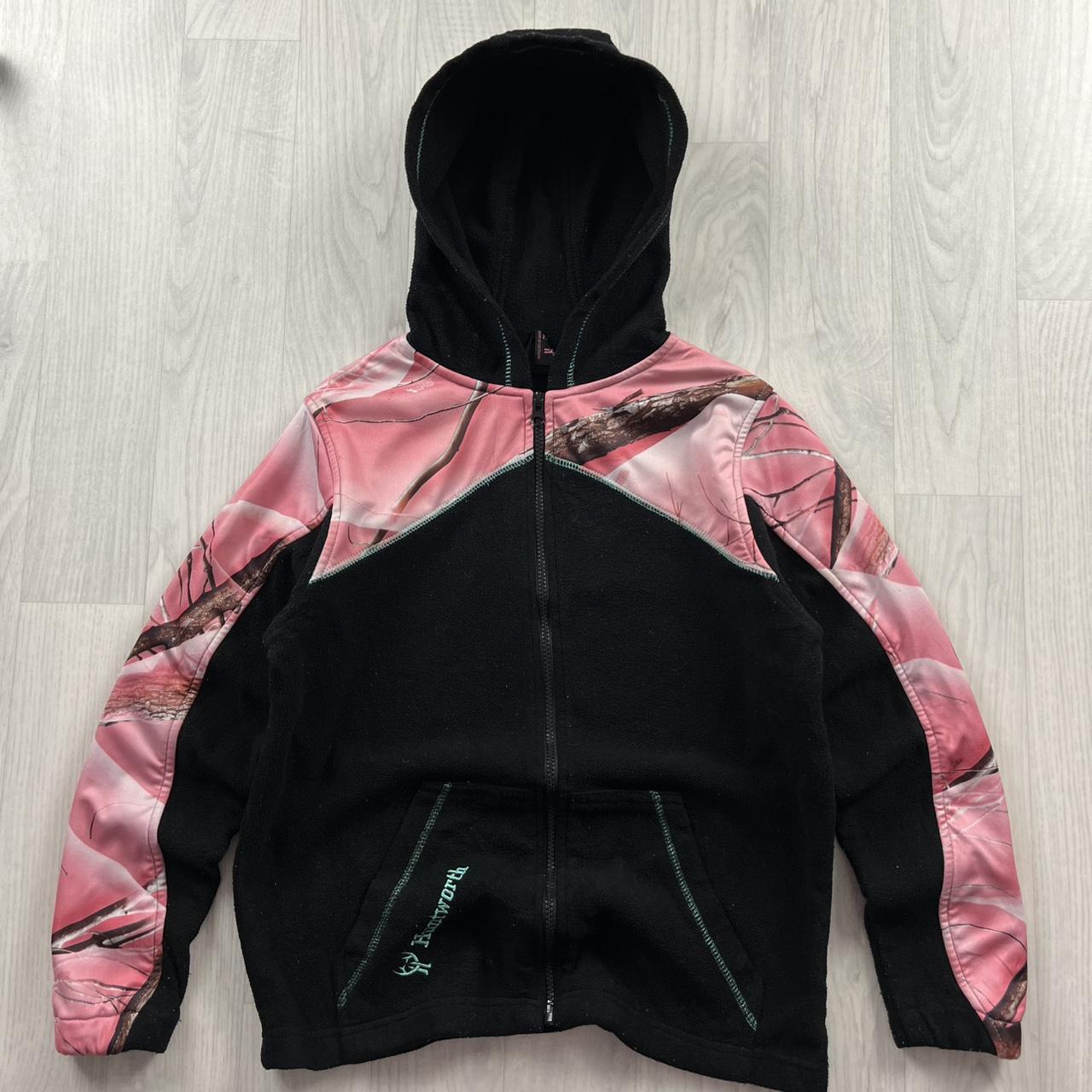 VINTAGE REALTREE ZIP UP FLEECE HOODIE CAMO PINK BLACK