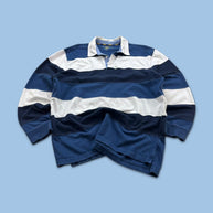VINTAGE Y2K STRIPED LONG SLEEVE RUGBY POLO SHIRT