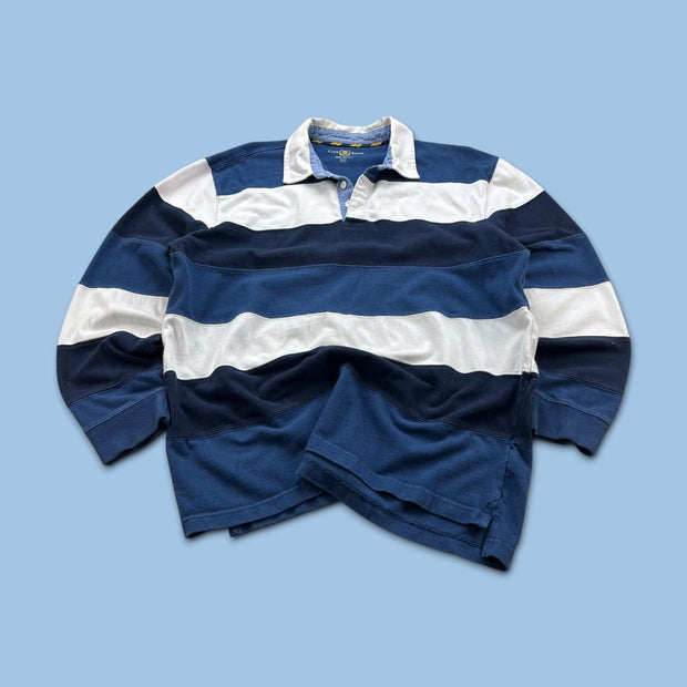 VINTAGE Y2K STRIPED LONG SLEEVE RUGBY POLO SHIRT