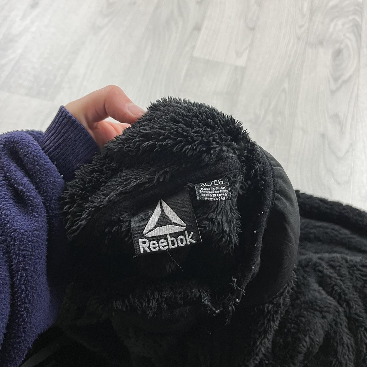 VINTAGE Y2K REEBOK QUARTER ZIP SHERPA FLEECE SWEATSHIRT BLACK