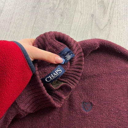 VINTAGE Y2K CHAPS CHUNKY KNITTED JUMPER BURGUNDY