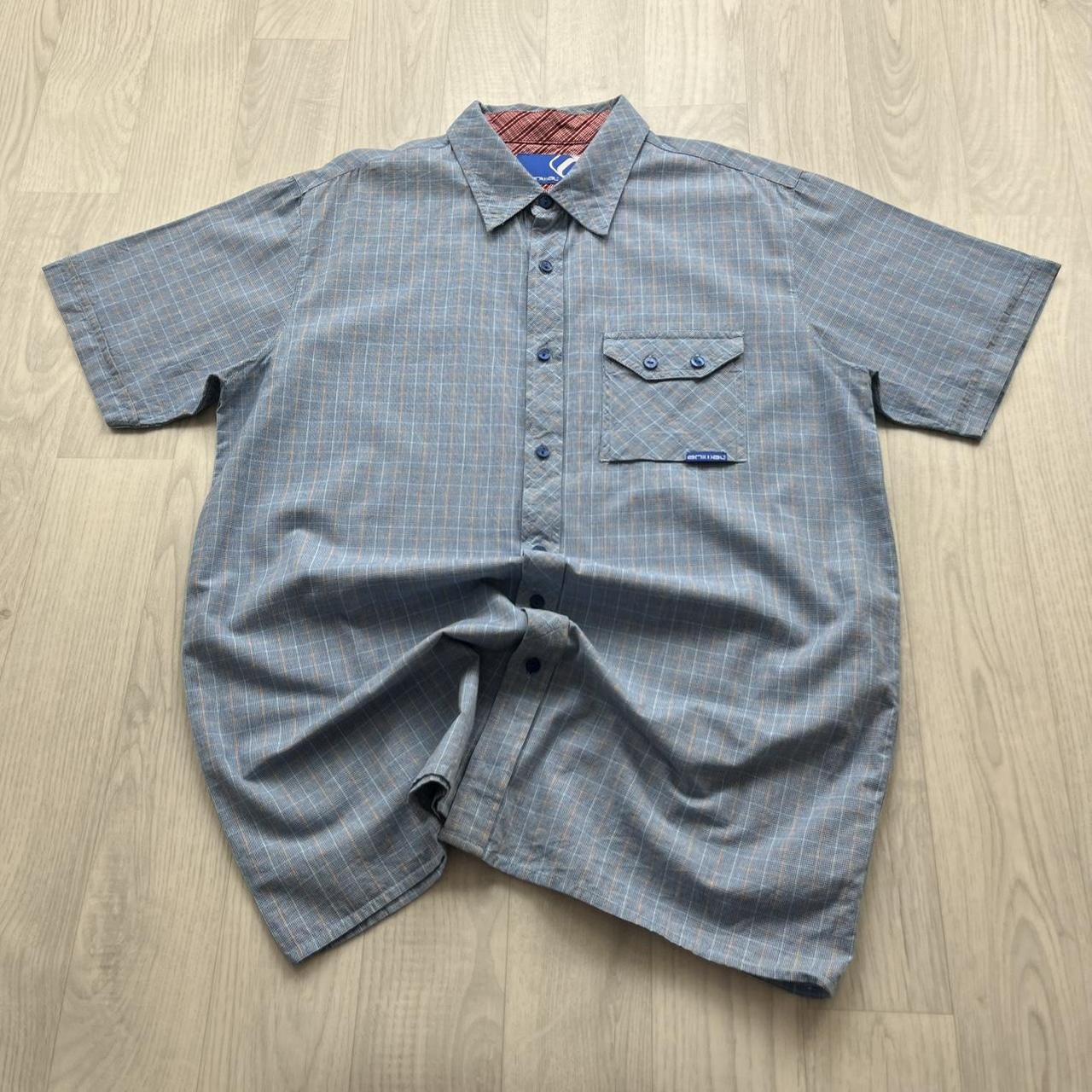 VINTAGE Y2K ANIMAL CHECKERED SHORT SLEEVE SHIRT BLUE