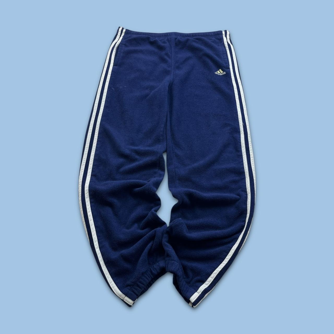 VINTAGE 90s ADIDAS FLEECE BAGGY SWEATPANTS NAVY