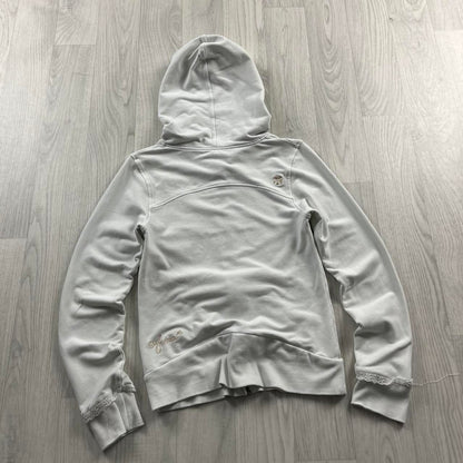 VINTAGE Y2K ANIMAL ZIP HOODIE WHITE