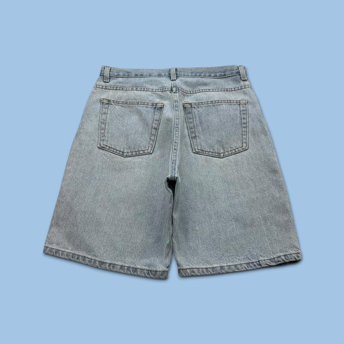 VINTAGE Y2K BAGGY DENIM JORTS LIGHT BLUE