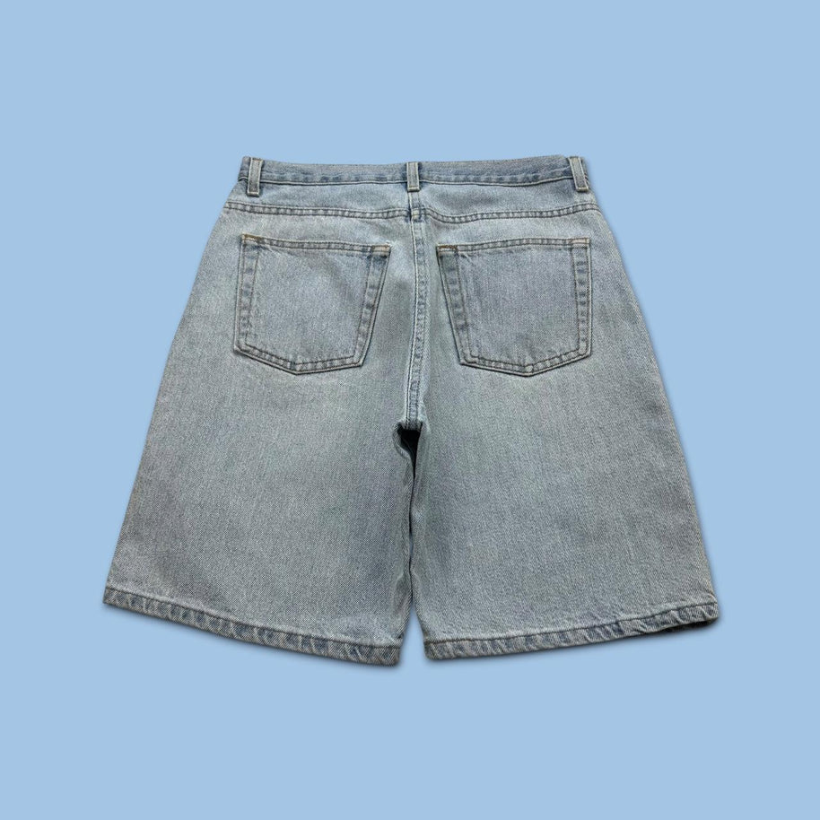 VINTAGE Y2K BAGGY DENIM JORTS LIGHT BLUE